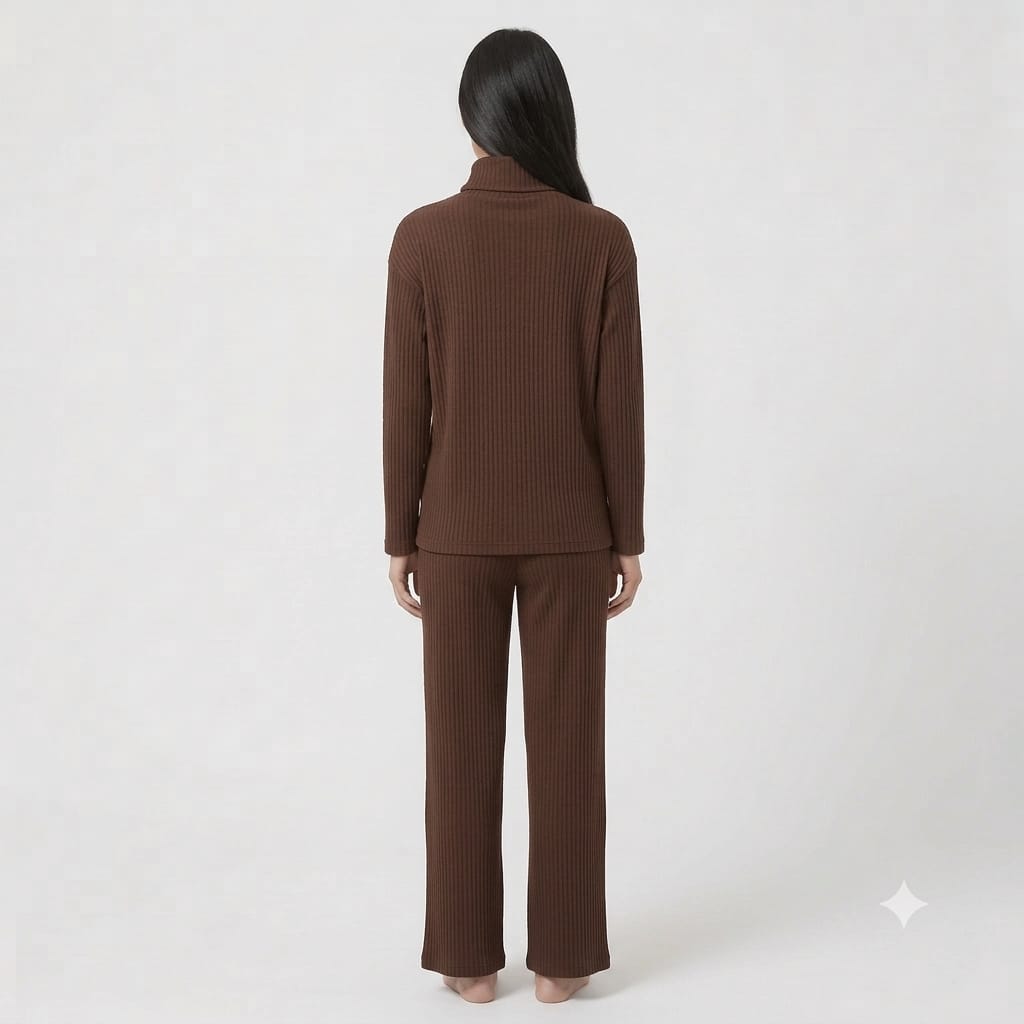 Brush Rib Polo Neck Co-Ord Set