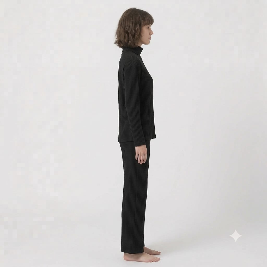 Brush Rib Polo Neck Co-Ord Set