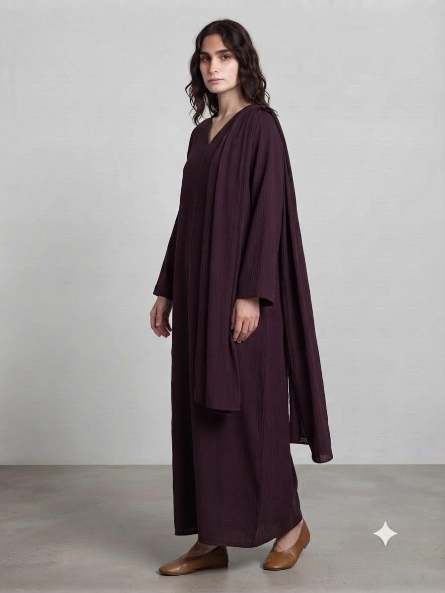 Outer Stitch Abaya With Dupatta Set