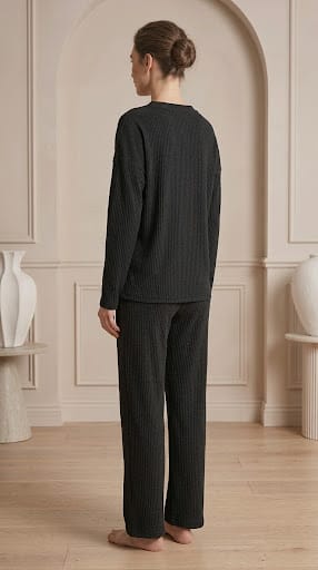 Brush Rib V-Neck Co-Ord Set