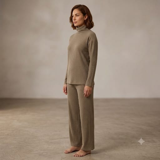Brush Rib Polo Neck Co-Ord Set