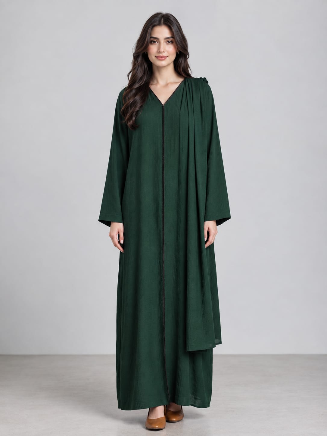 Outer Stitch Abaya With Dupatta Set