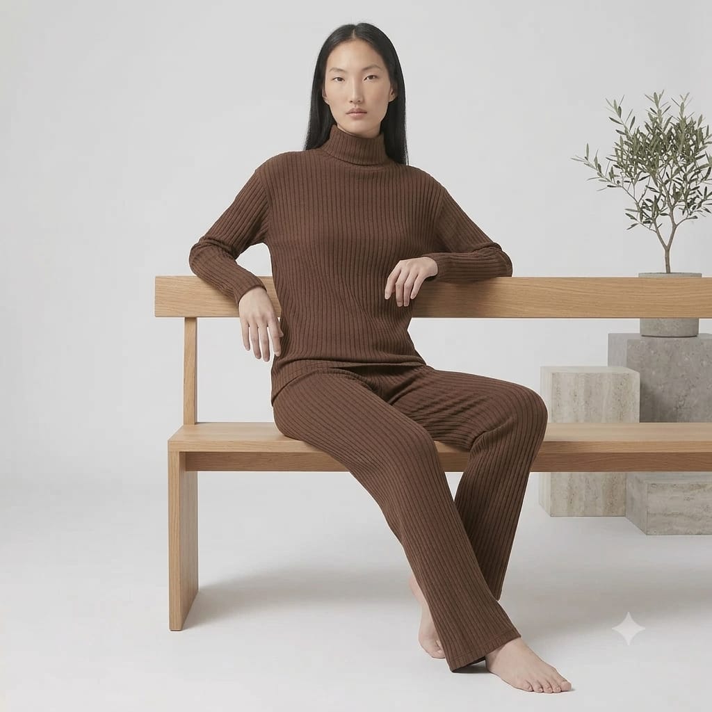 Brush Rib Polo Neck Co-Ord Set