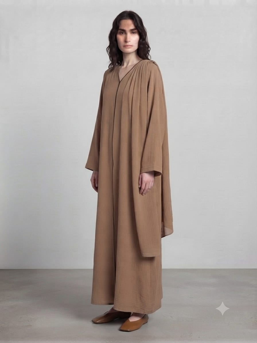 Outer Stitch Abaya With Dupatta Set