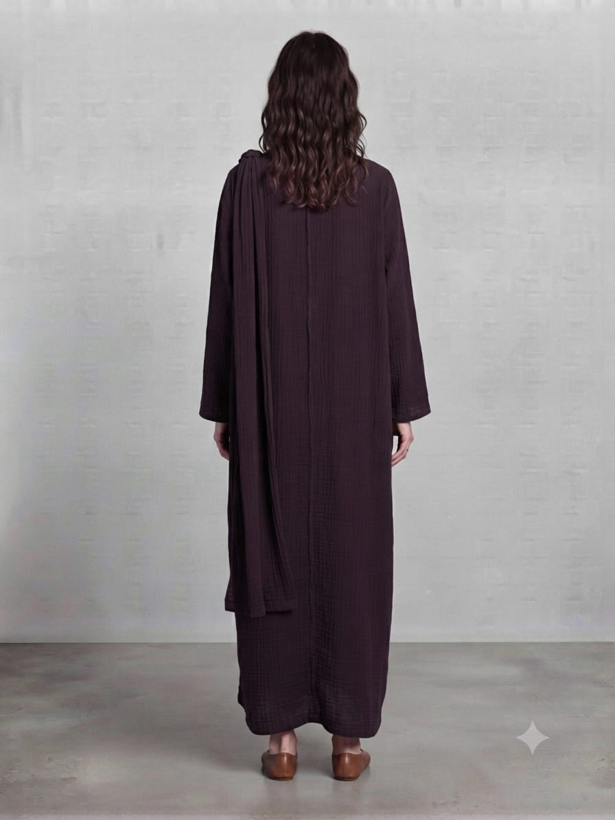 Outer Stitch Abaya With Dupatta Set