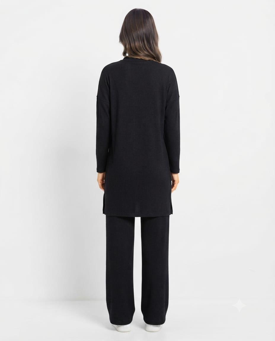 Long Slit Brush Rib Two-Piece Set