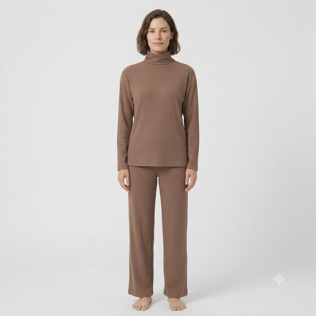 Brush Rib Polo Neck Co-Ord Set