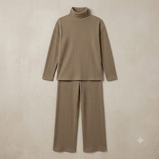 Brush Rib Polo Neck Co-Ord Set