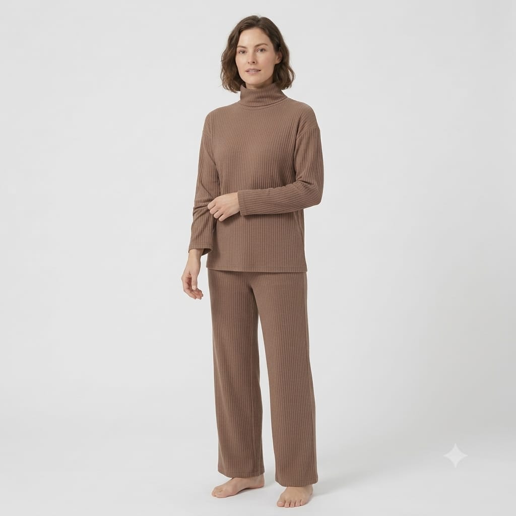 Brush Rib Polo Neck Co-Ord Set