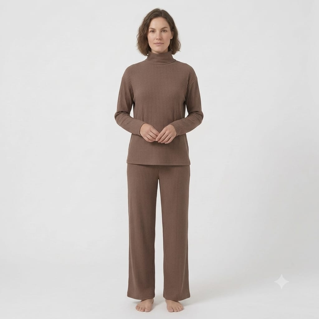 Brush Rib Polo Neck Co-Ord Set