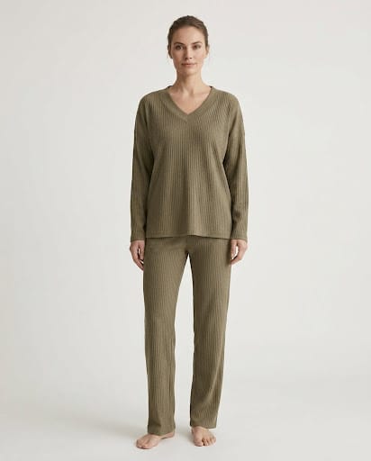 Brush Rib V-Neck Co-Ord Set