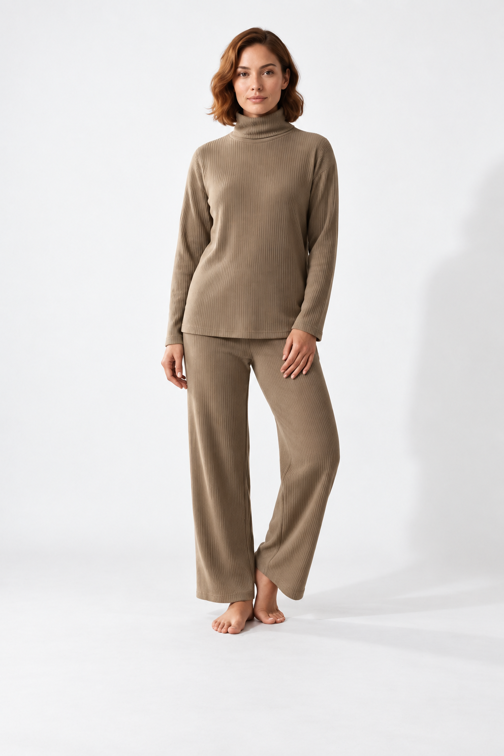 Brush Rib Polo Neck Co-Ord Set