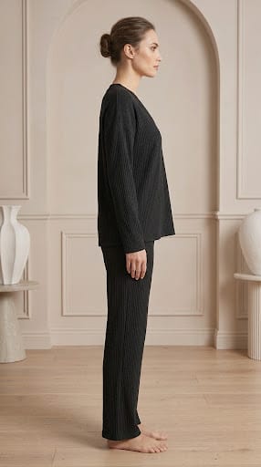 Brush Rib V-Neck Co-Ord Set