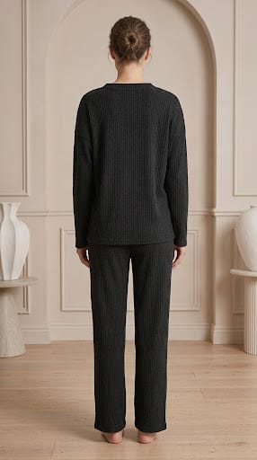 Brush Rib V-Neck Co-Ord Set