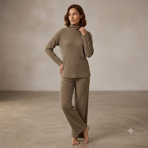 Brush Rib Polo Neck Co-Ord Set