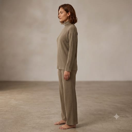 Brush Rib Polo Neck Co-Ord Set