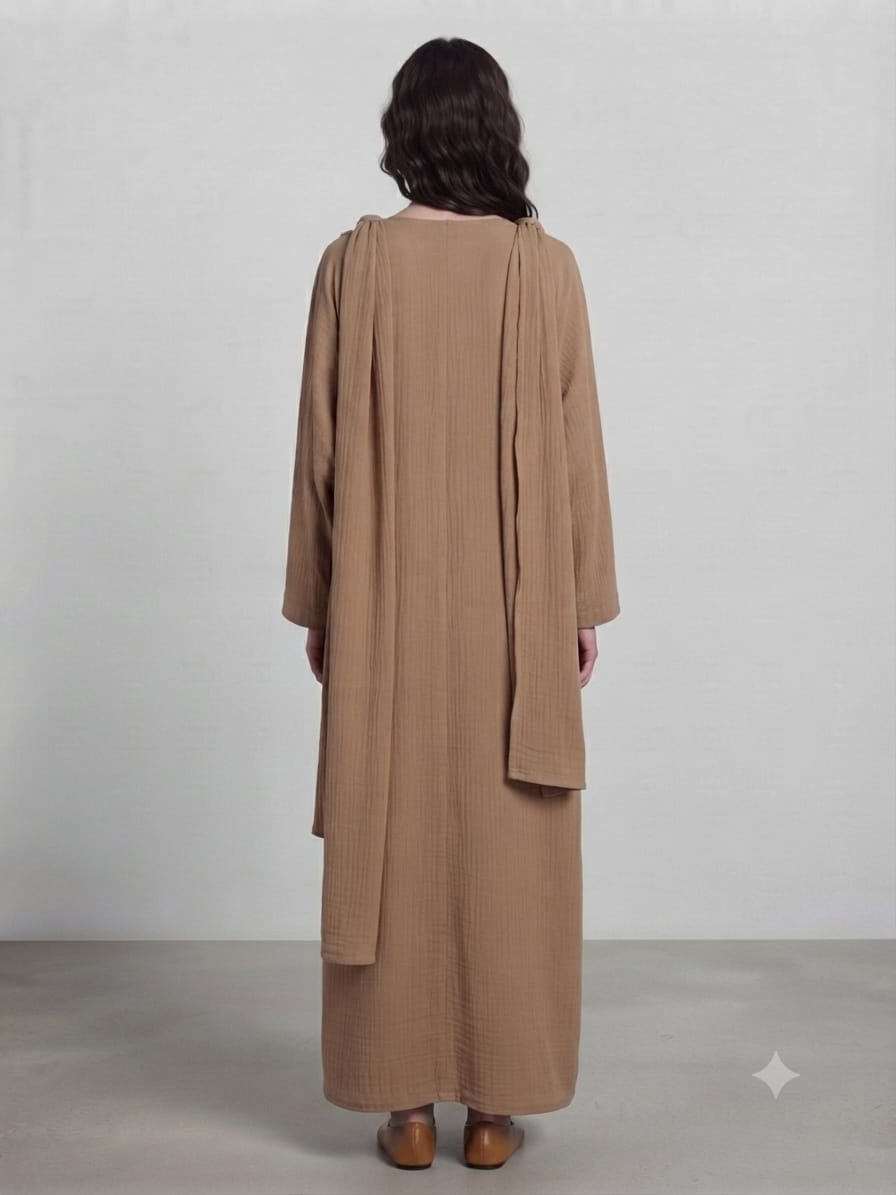 Outer Stitch Abaya With Dupatta Set