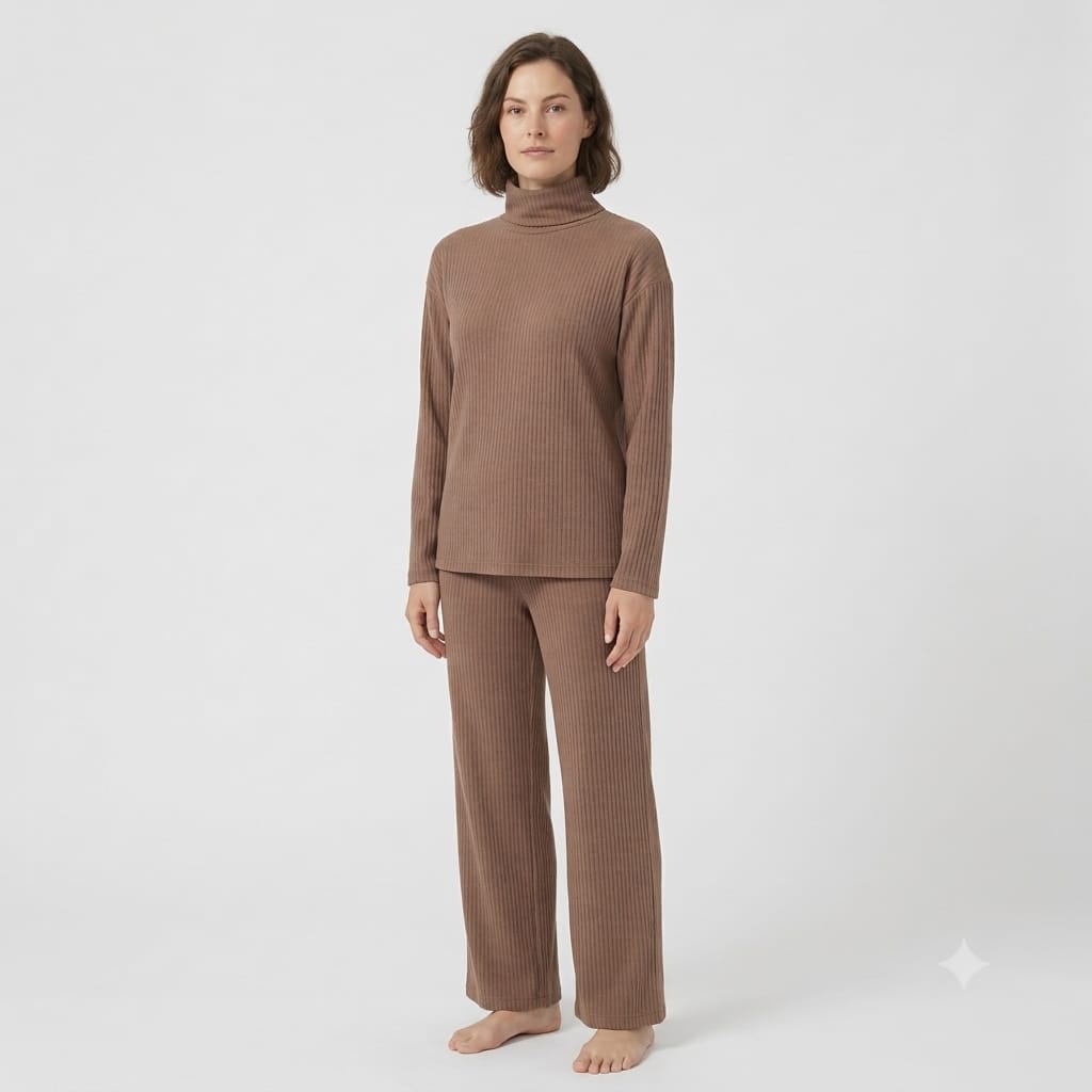 Brush Rib Polo Neck Co-Ord Set