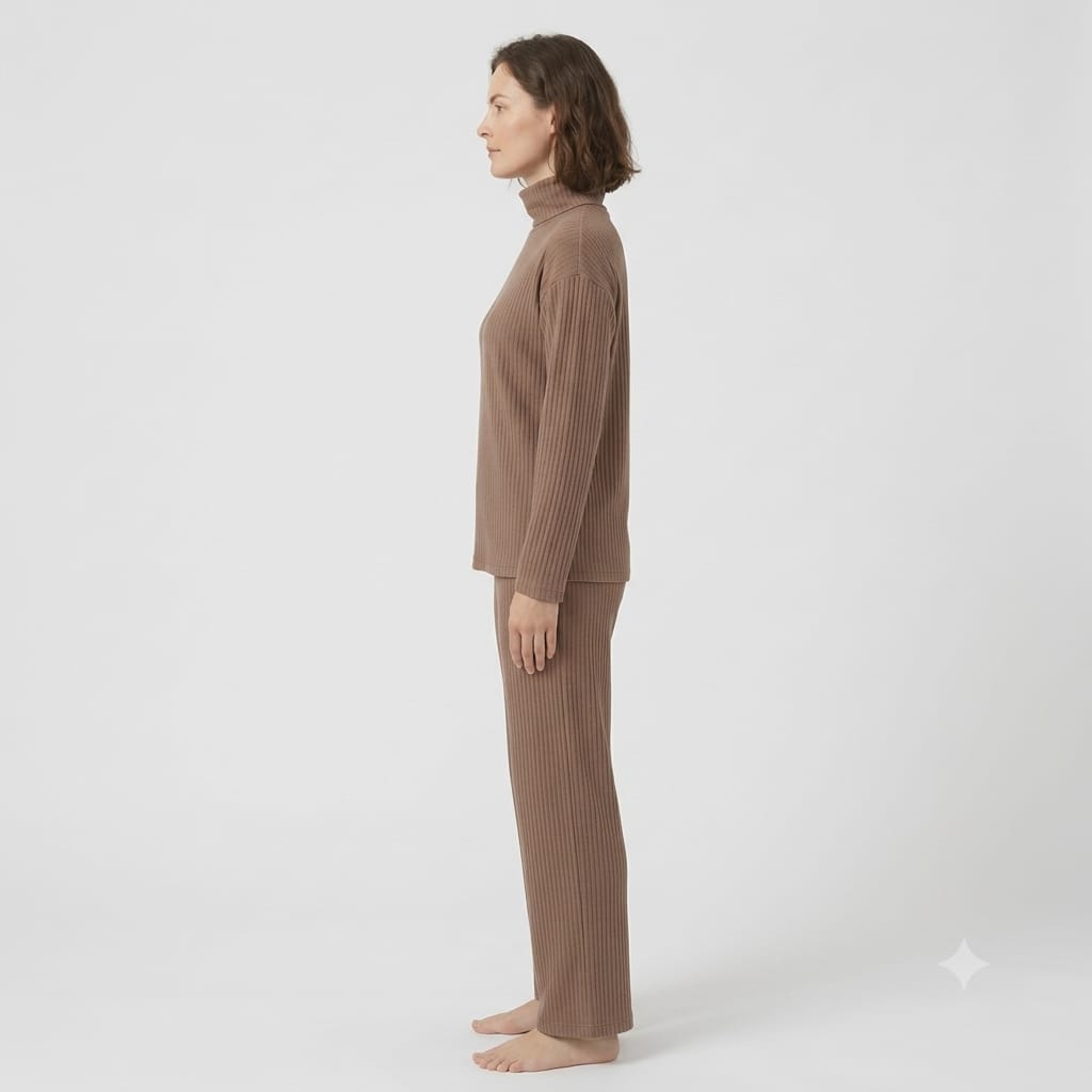 Brush Rib Polo Neck Co-Ord Set