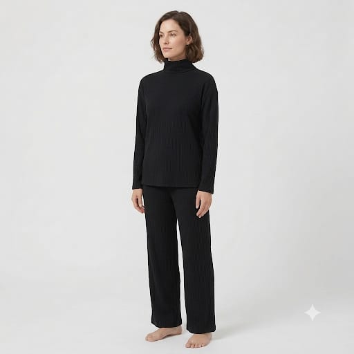 Brush Rib Polo Neck Co-Ord Set