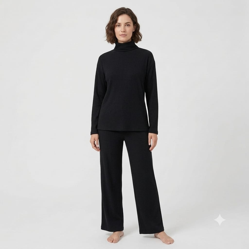 Brush Rib Polo Neck Co-Ord Set