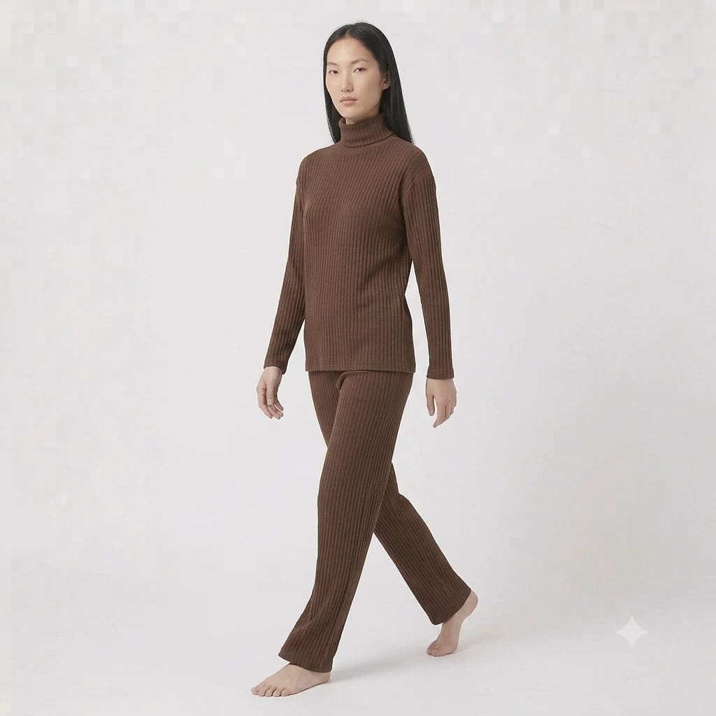 Brush Rib Polo Neck Co-Ord Set