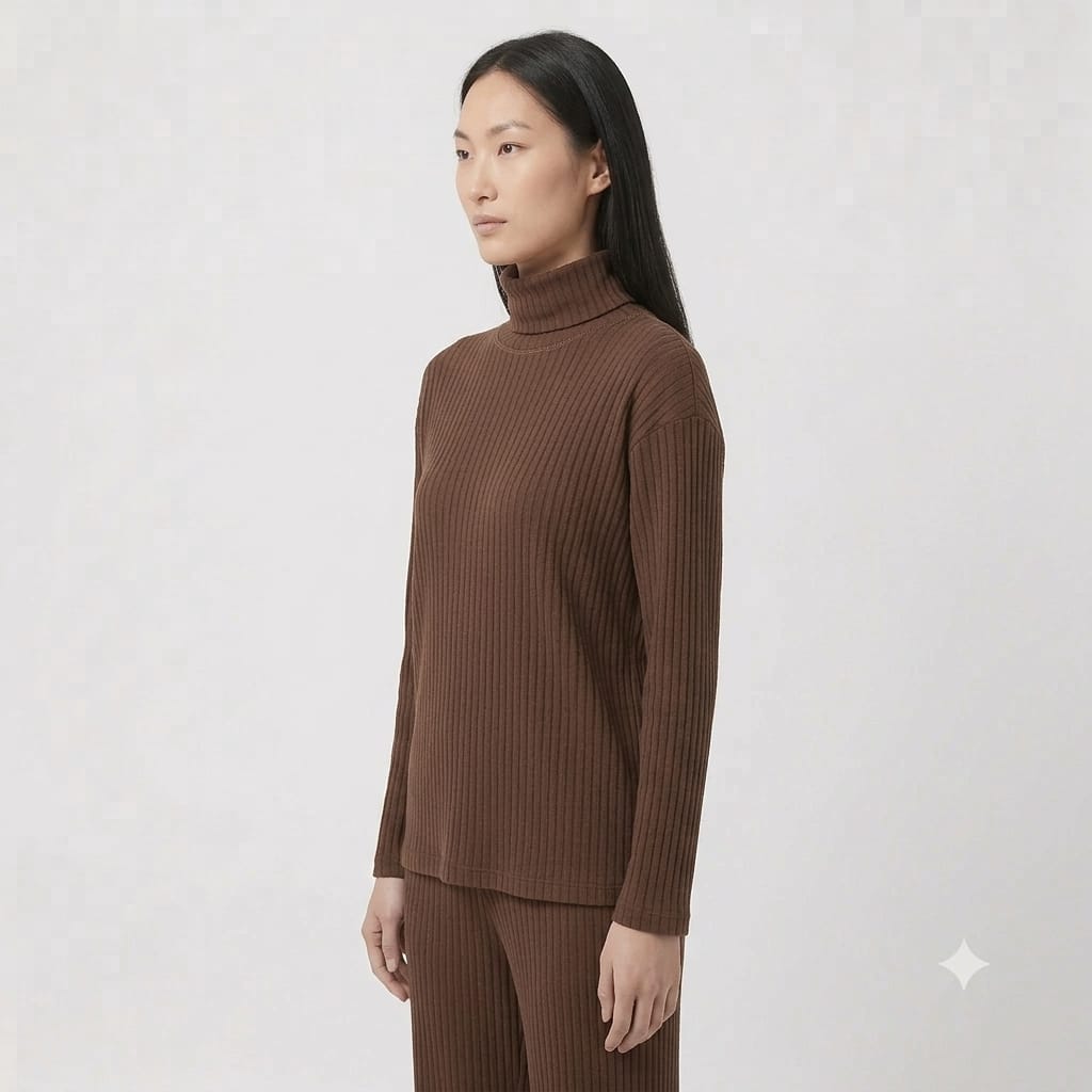 Brush Rib Polo Neck Co-Ord Set
