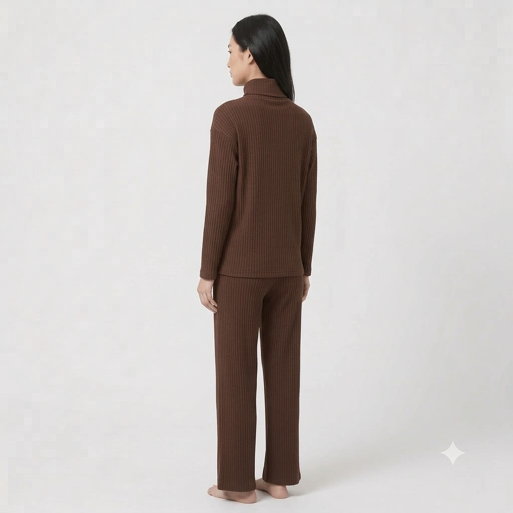 Brush Rib Polo Neck Co-Ord Set
