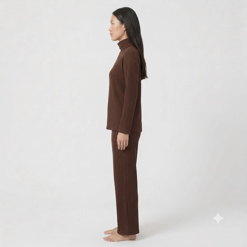 Brush Rib Polo Neck Co-Ord Set