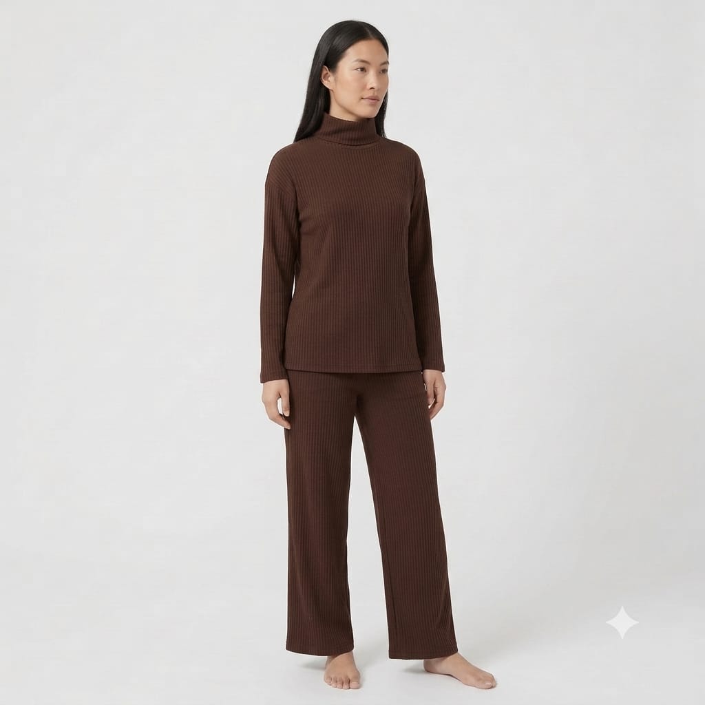 Brush Rib Polo Neck Co-Ord Set