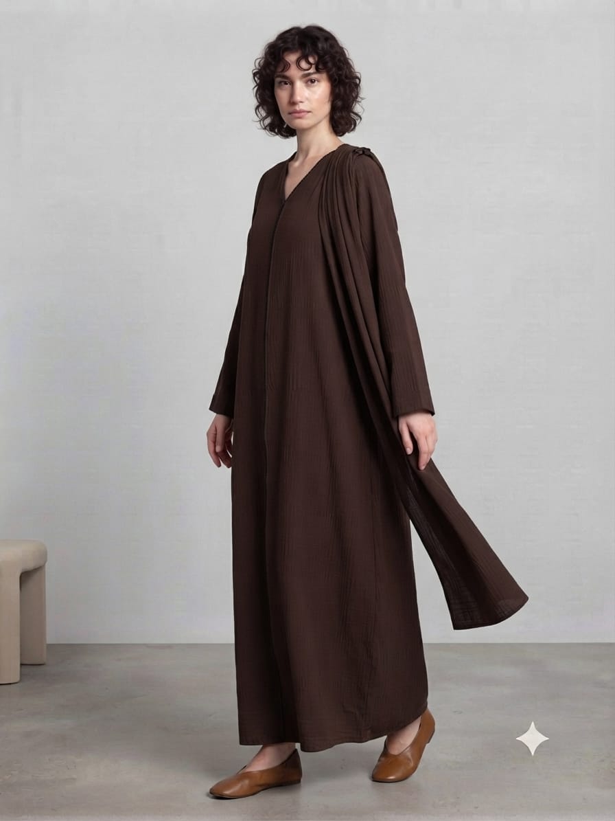 Outer Stitch Abaya With Dupatta Set