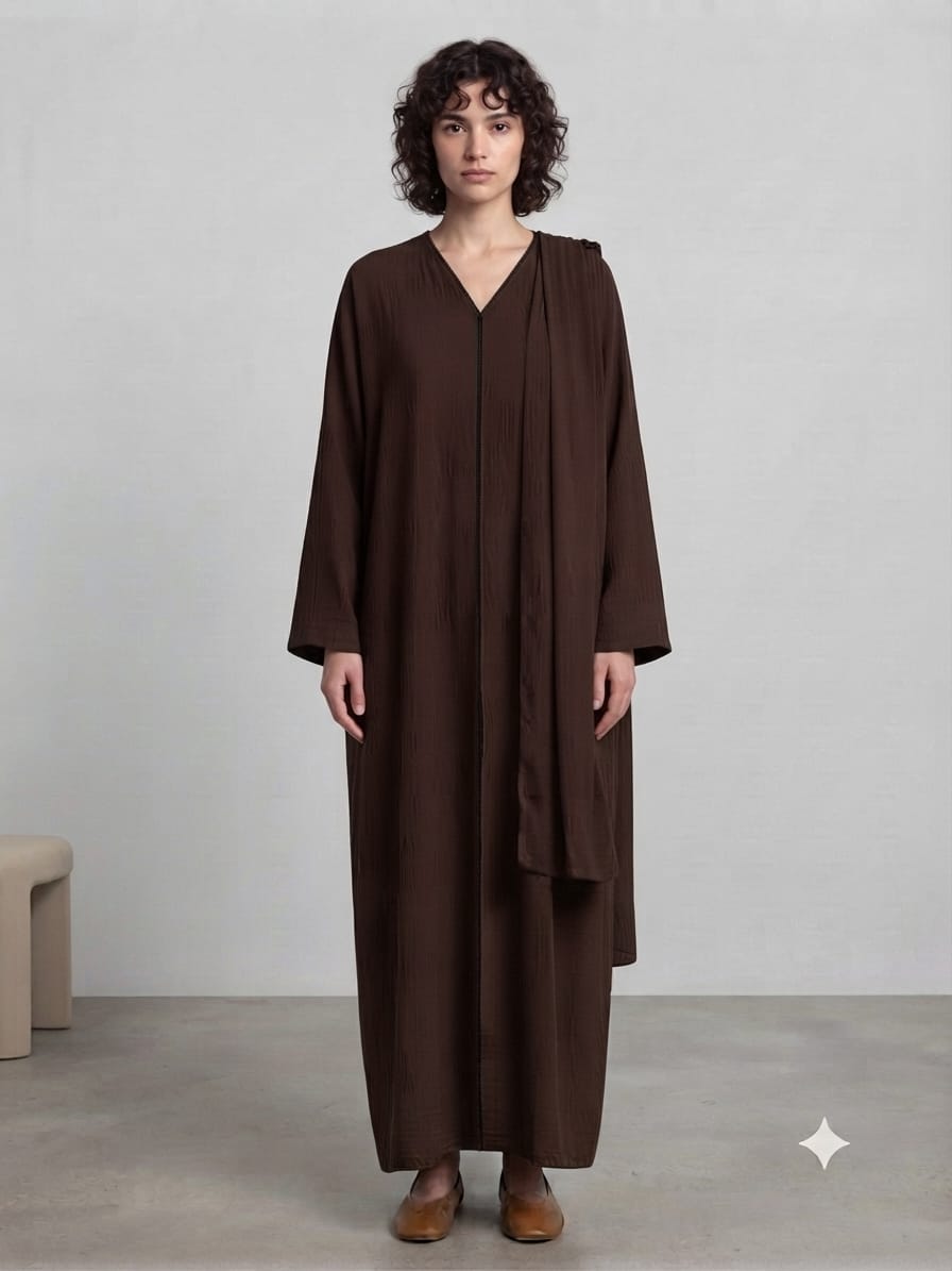 Outer Stitch Abaya With Dupatta Set
