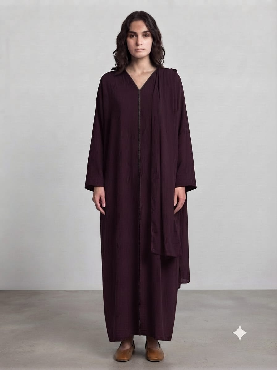 Outer Stitch Abaya With Dupatta Set