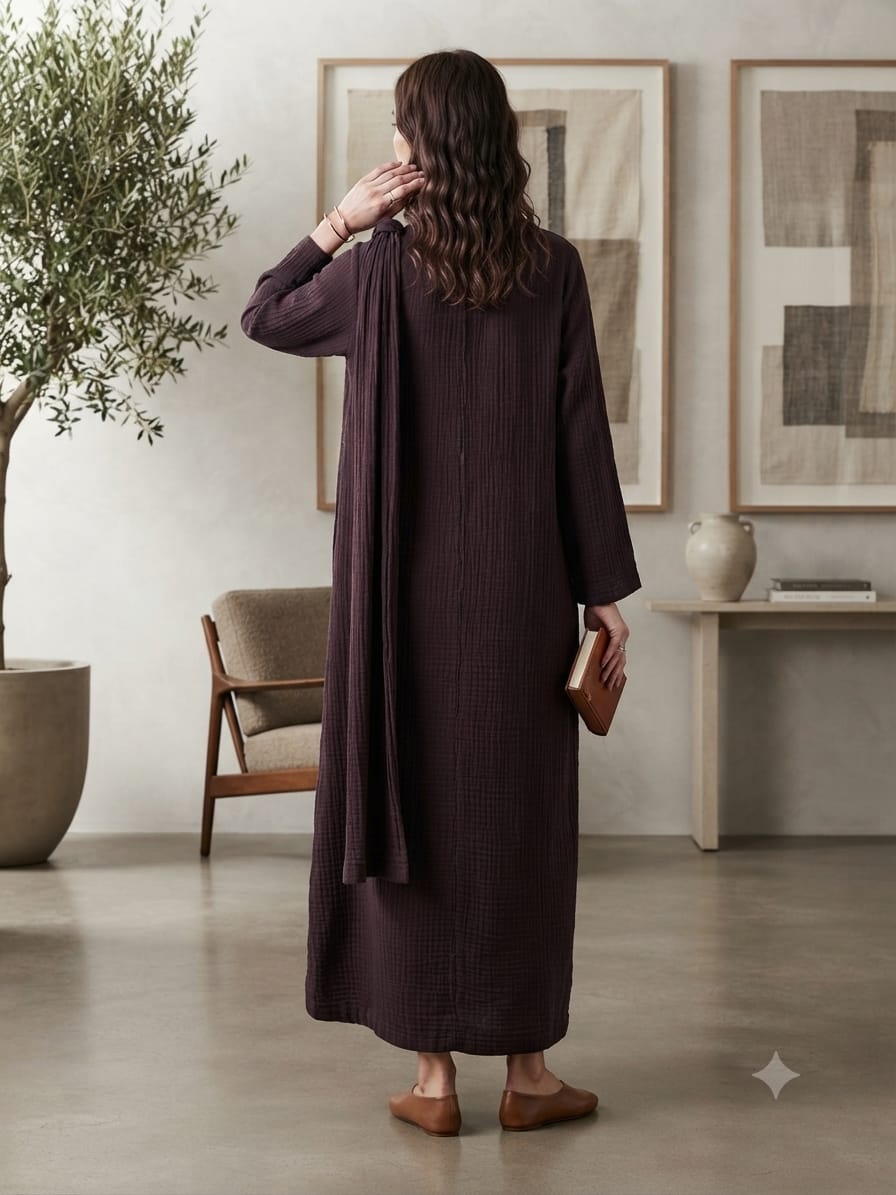 Outer Stitch Abaya With Dupatta Set