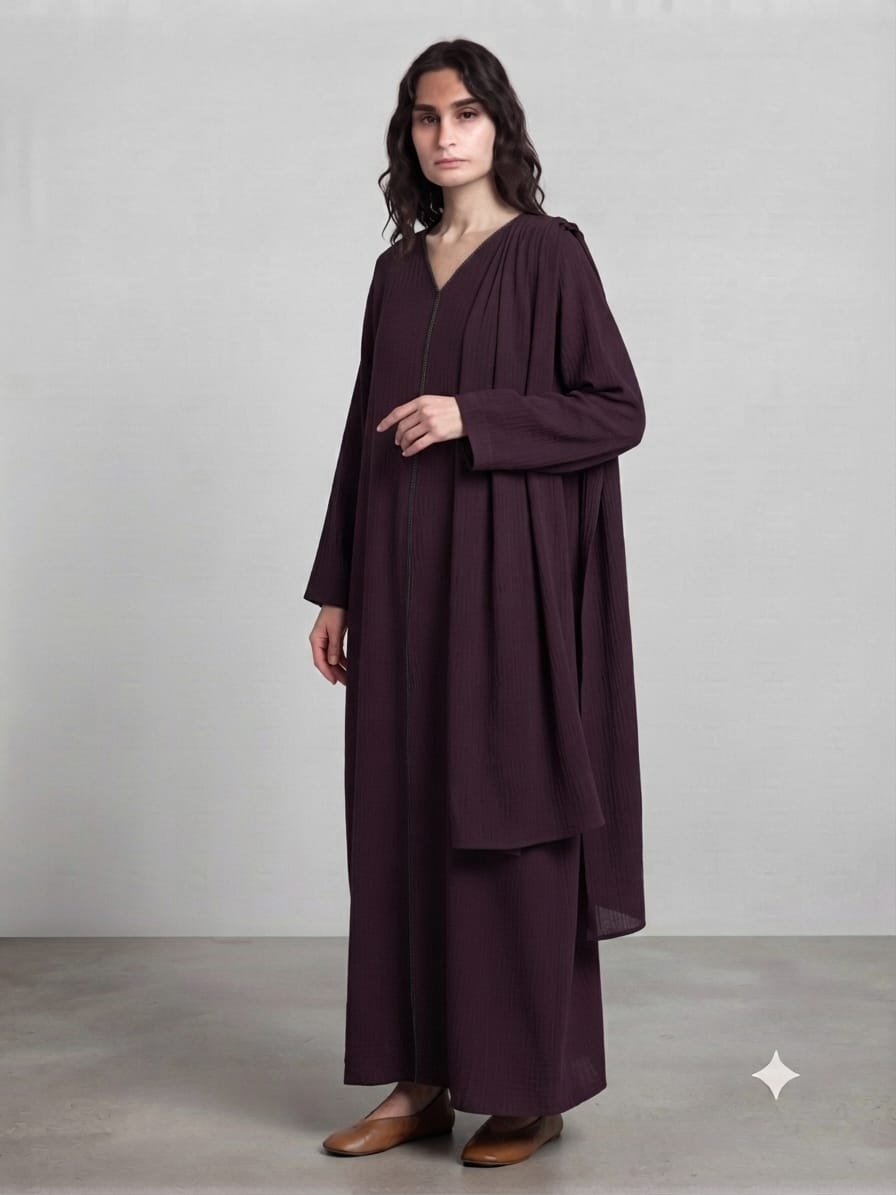 Outer Stitch Abaya With Dupatta Set