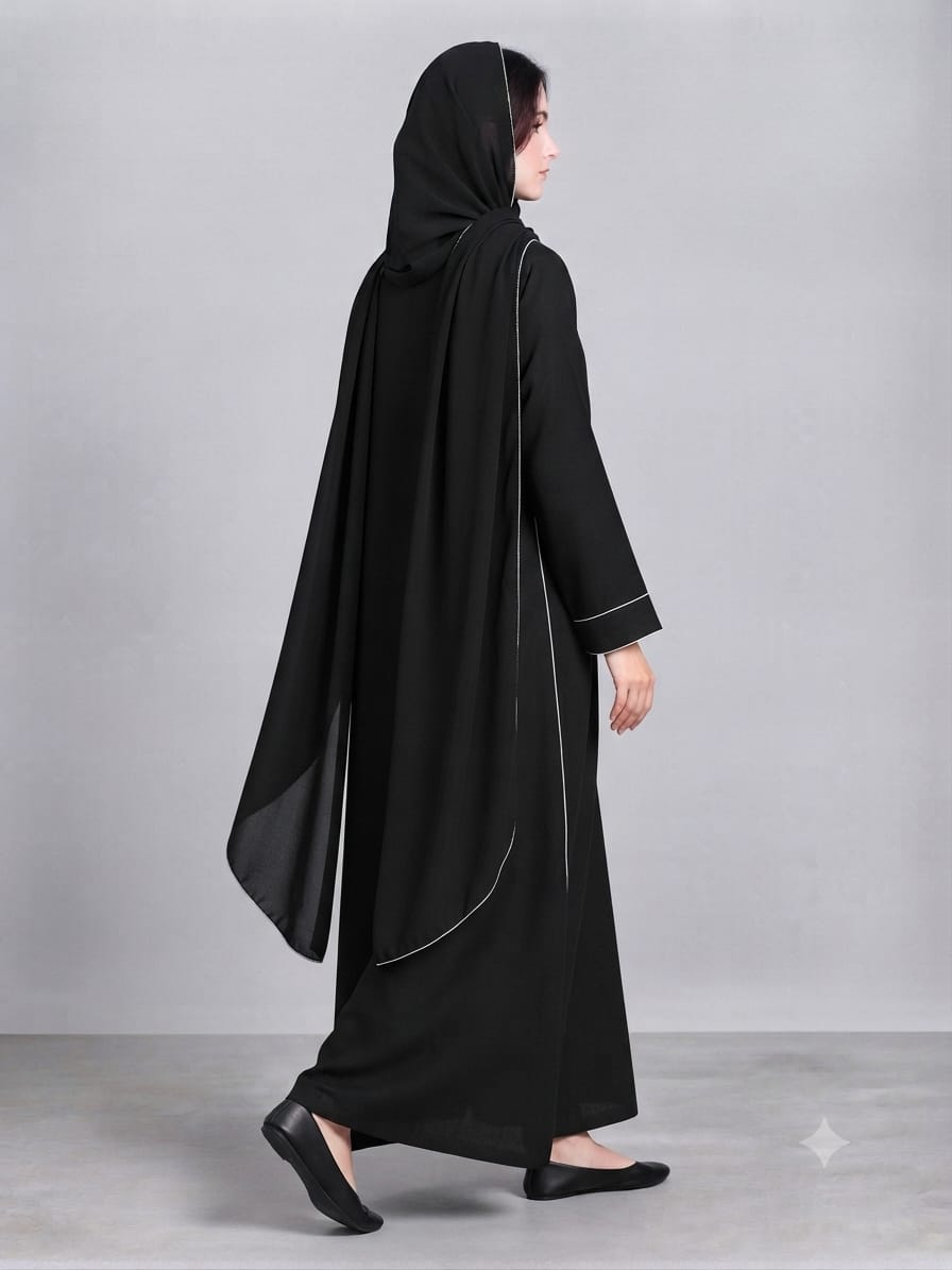 Outer Stitch Abaya With Dupatta Set