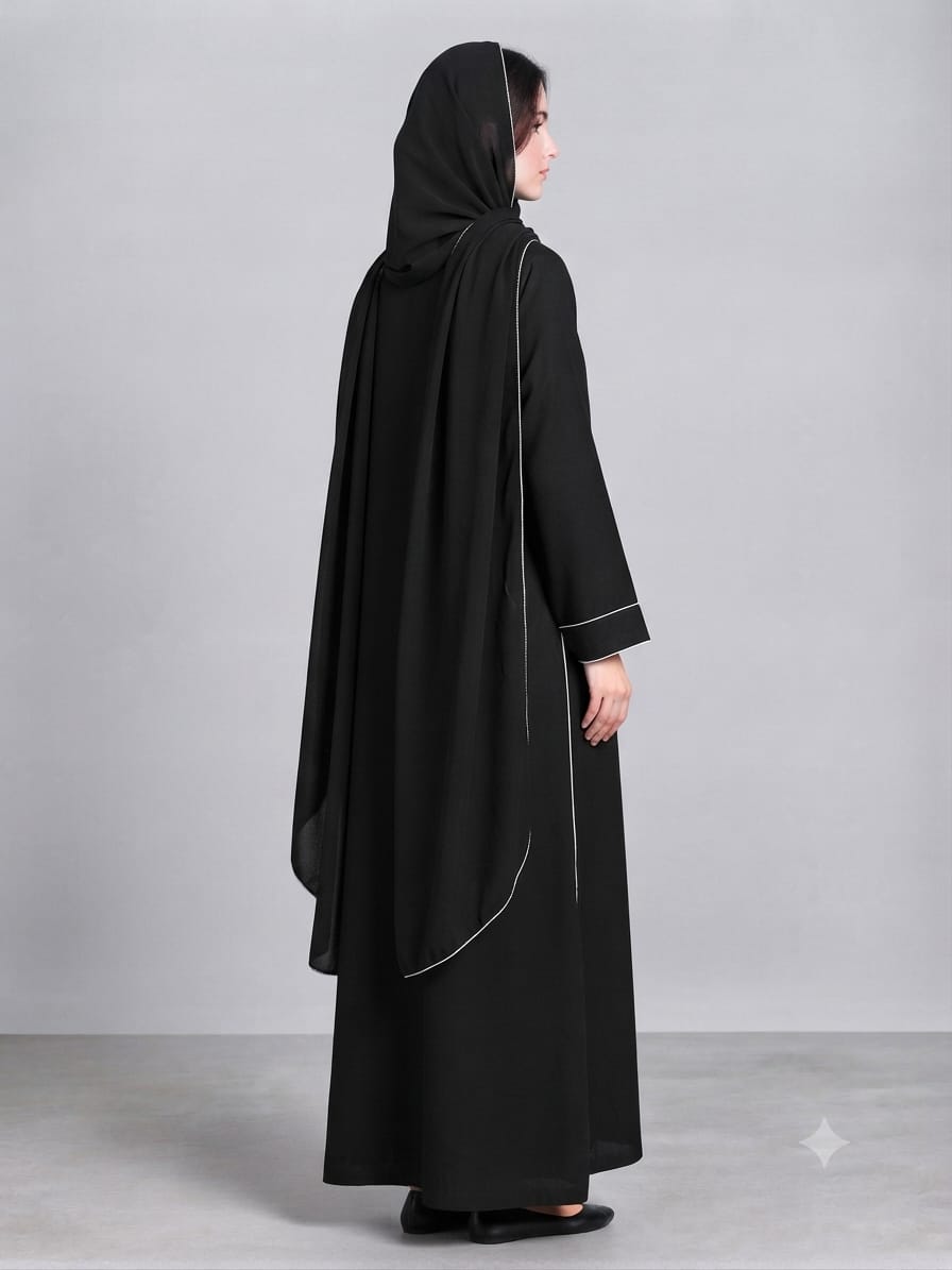 Outer Stitch Abaya With Dupatta Set