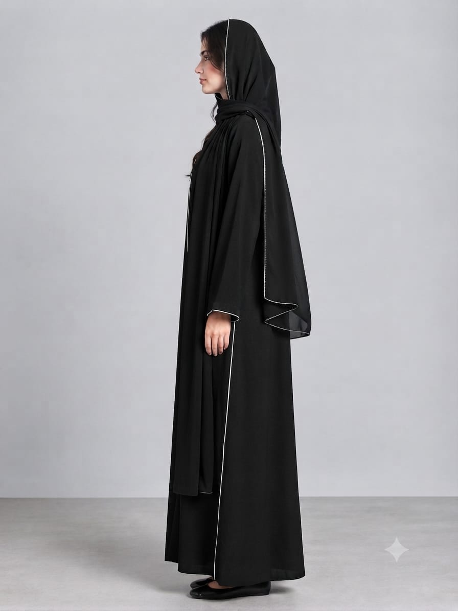 Outer Stitch Abaya With Dupatta Set