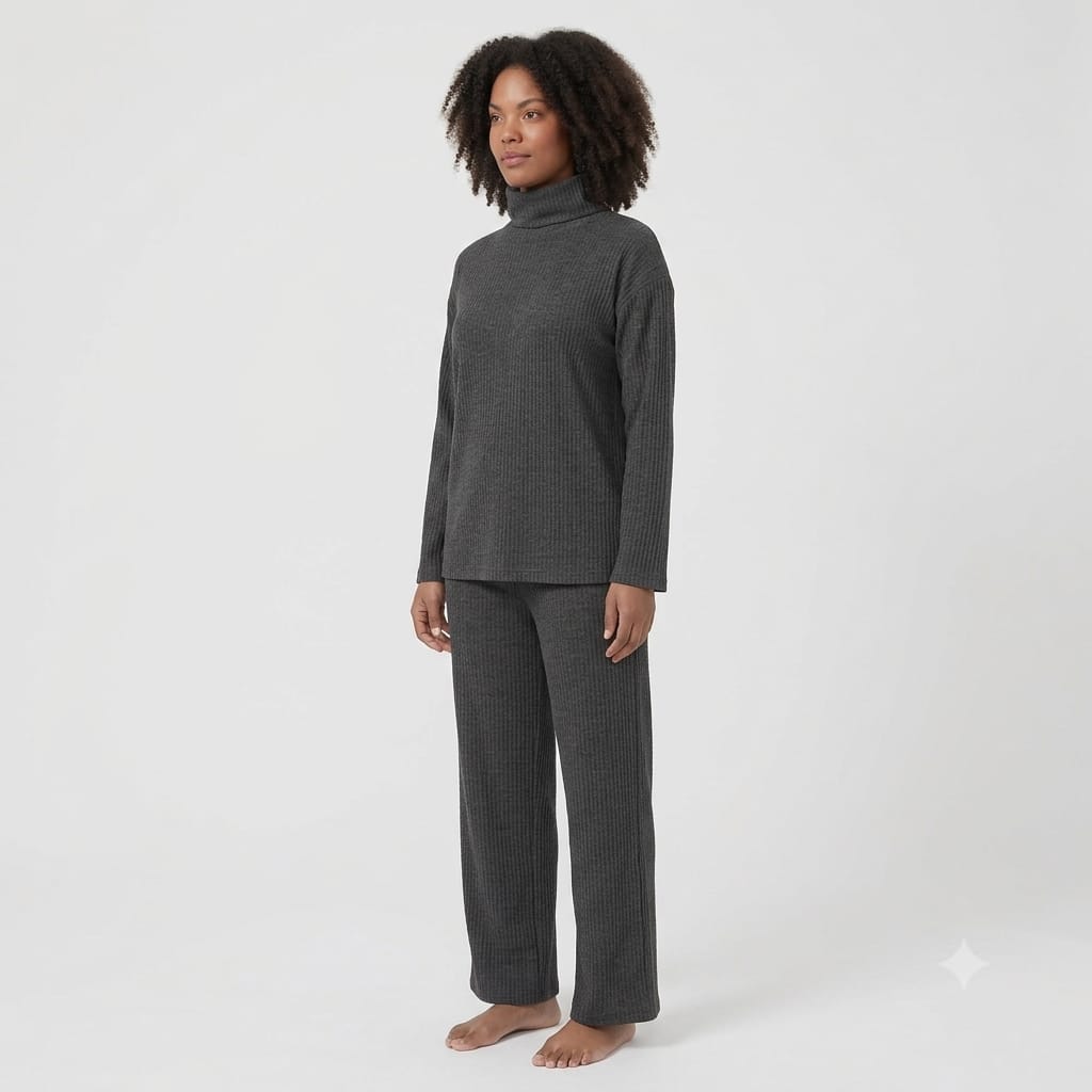 Brush Rib Polo Neck Co-Ord Set
