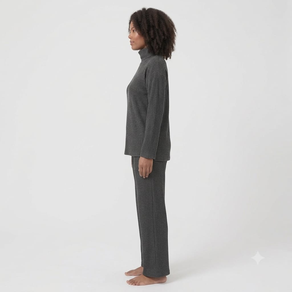 Brush Rib Polo Neck Co-Ord Set