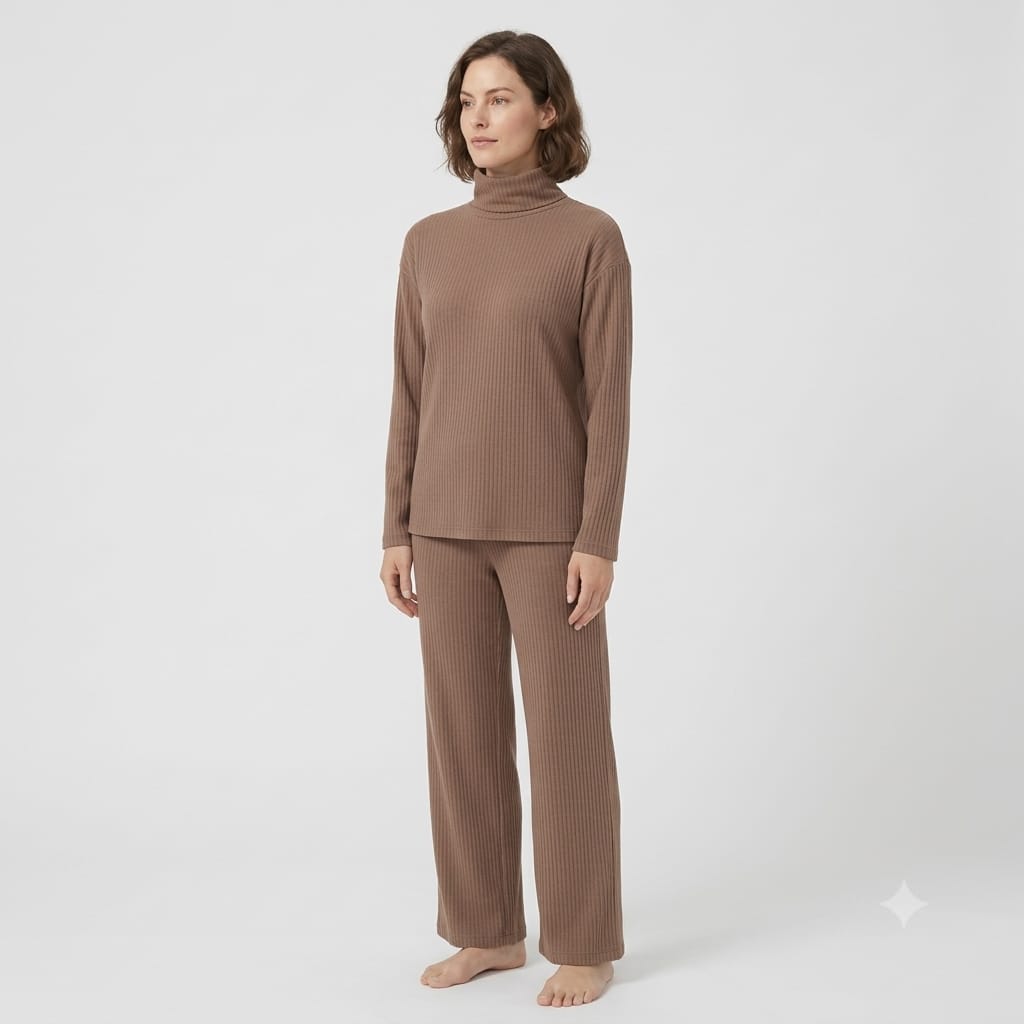 Brush Rib Polo Neck Co-Ord Set