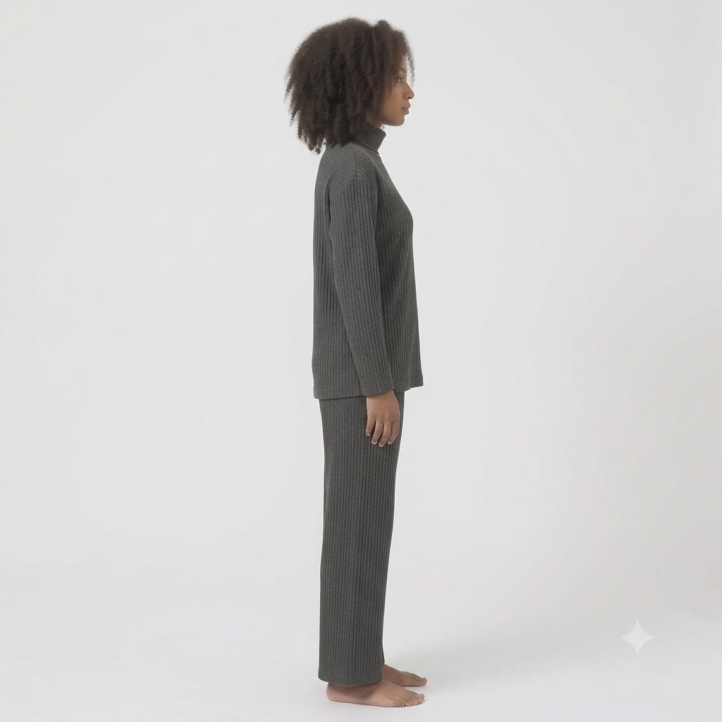 Brush Rib Polo Neck Co-Ord Set