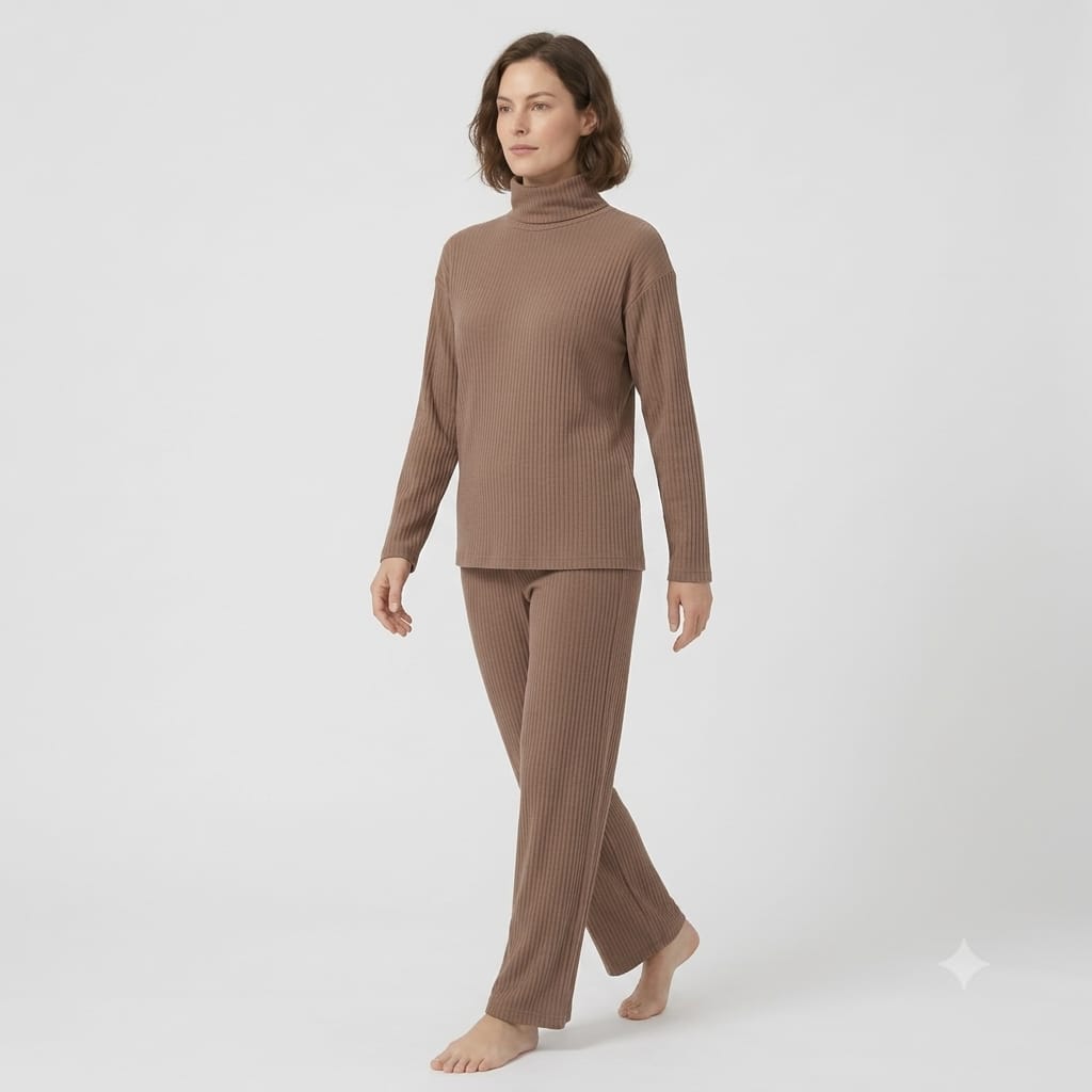 Brush Rib Polo Neck Co-Ord Set