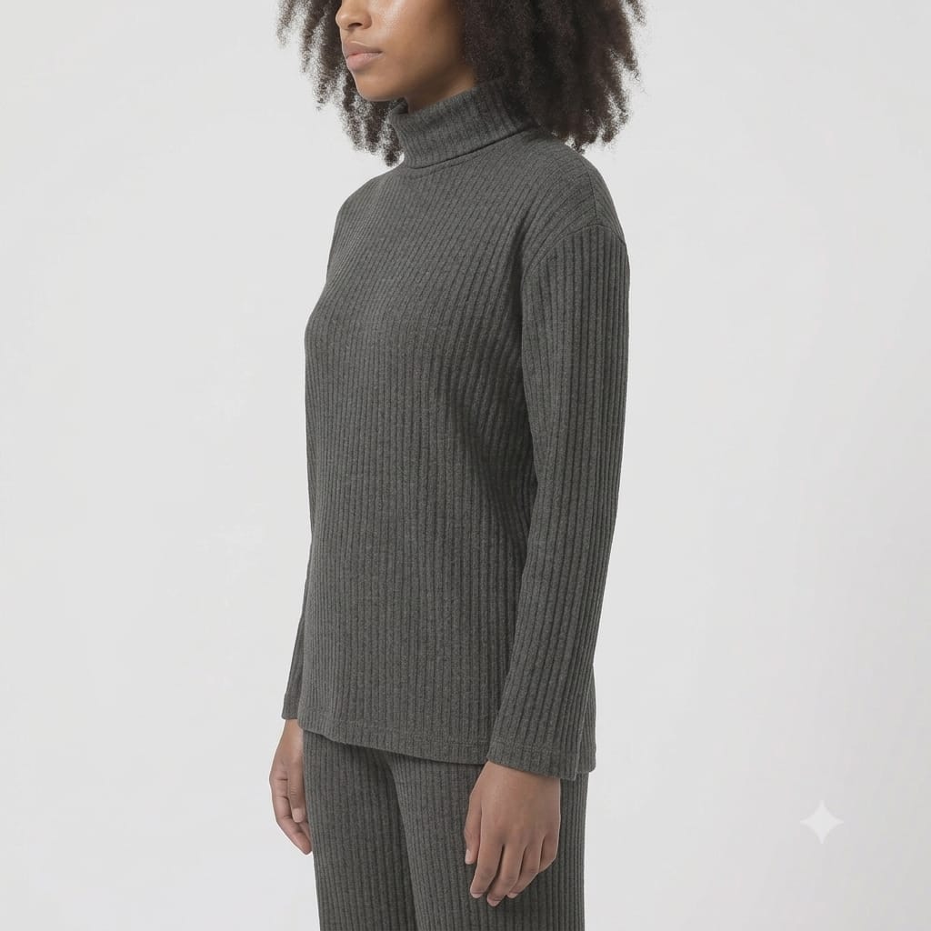 Brush Rib Polo Neck Co-Ord Set