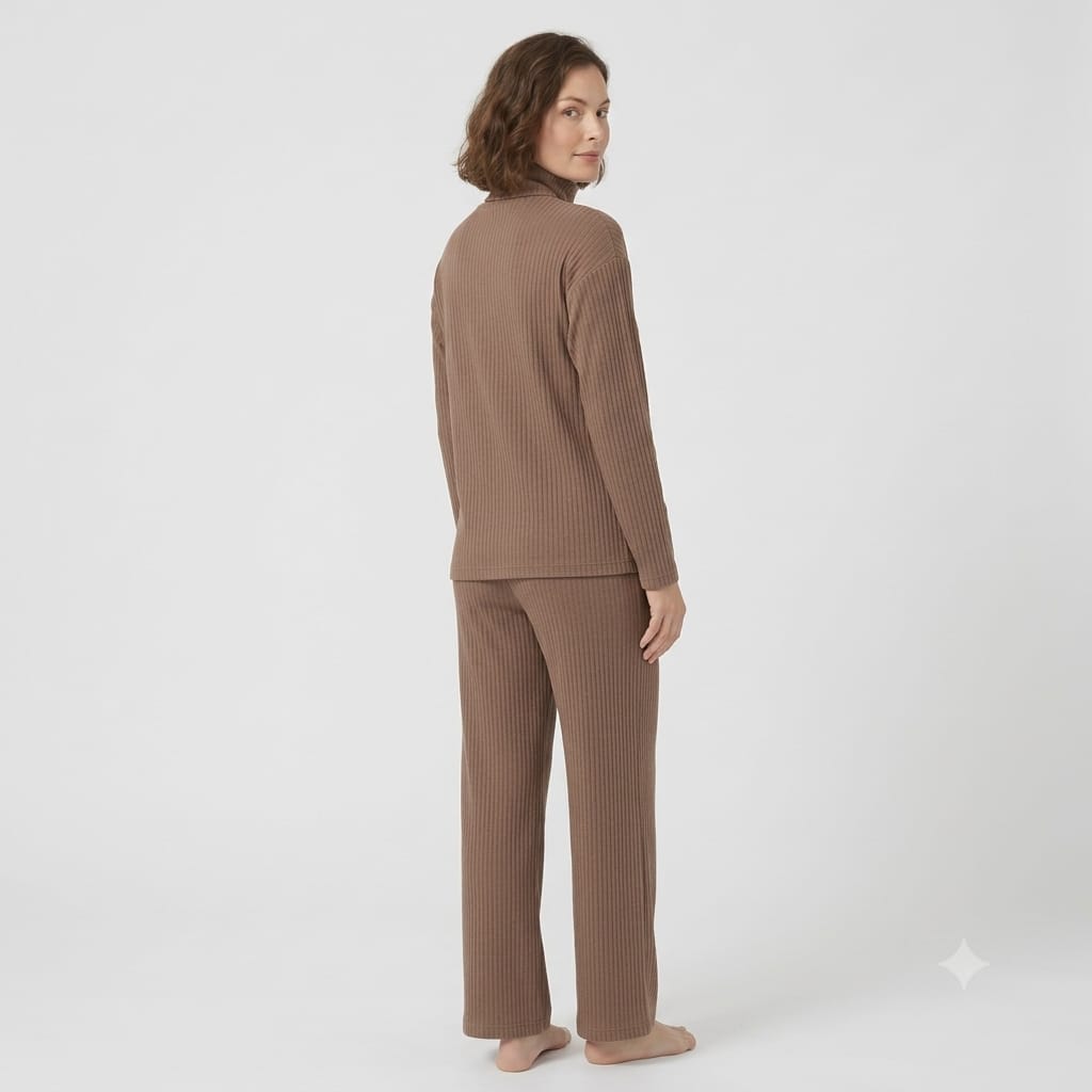 Brush Rib Polo Neck Co-Ord Set