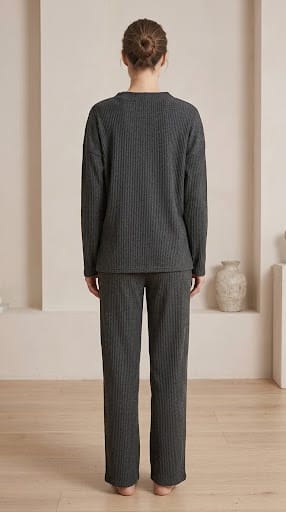 Brush Rib V-Neck Co-Ord Set