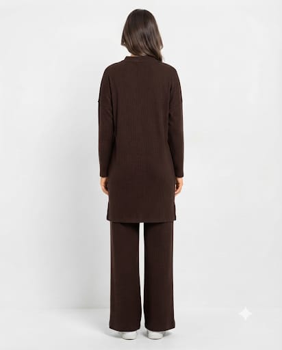Long Slit Brush Rib Two-Piece Set