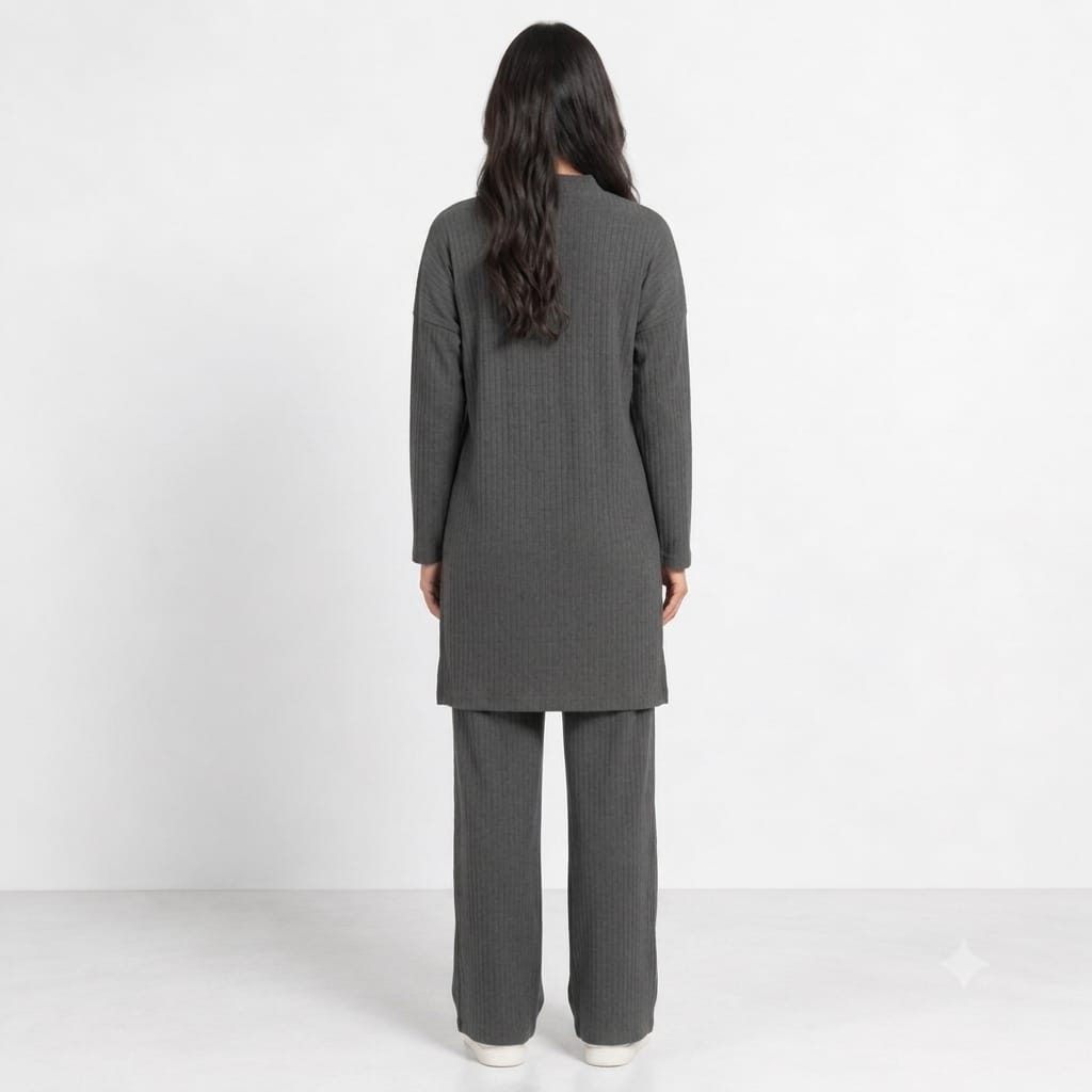 Long Slit Brush Rib Two-Piece Set